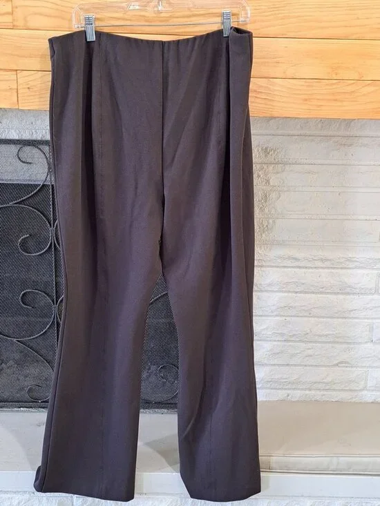 J. Jill Womens Petite XL Pull-On Bootcut Pants Petite Brown Stretch Knit Seam - Picture 5 of 10